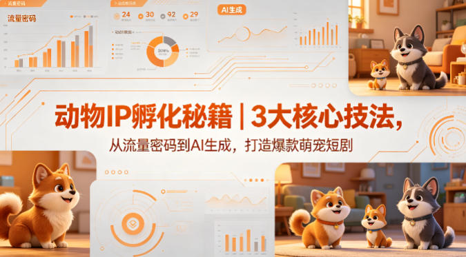 动物IP孵化秘籍｜3大核心技法，从流量密码到AI生成，打造爆款萌宠短剧-驿想项目网