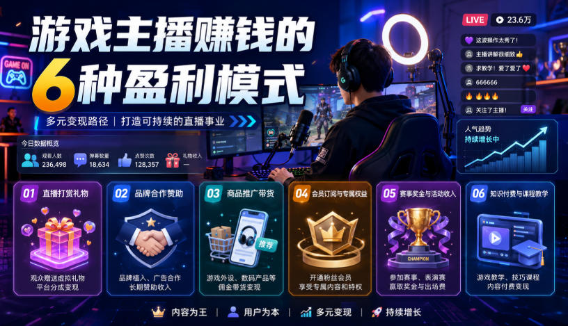 付费文章：游戏主播賺钱的6种盈利模式-驿想项目网