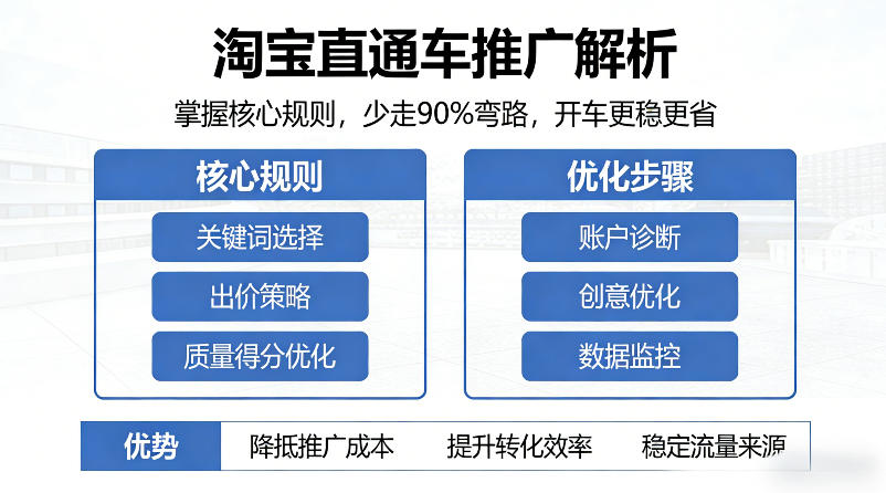 淘宝直通车推广解析，掌握核心规则，少走90%弯路，开车更稳更省-驿想项目网