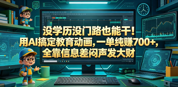没学历没门路也能干！用AI搞定教育动画，一单纯賺700+，全靠信息差闷声发大财【揭秘】-驿想项目网