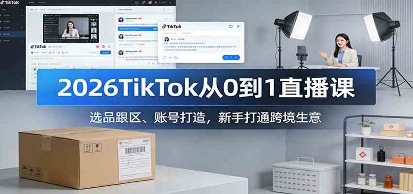 2026TikTok从0到1直播课：选品跟区、账号打造，新手打通跨境生意-驿想项目网