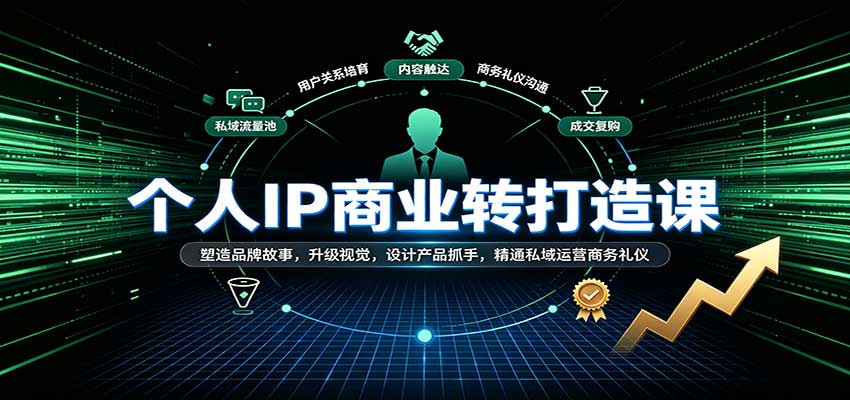 个人IP商业打造课：塑造品牌故事，升级视觉，设计产品抓手，精通私域运营商务礼仪-驿想项目网