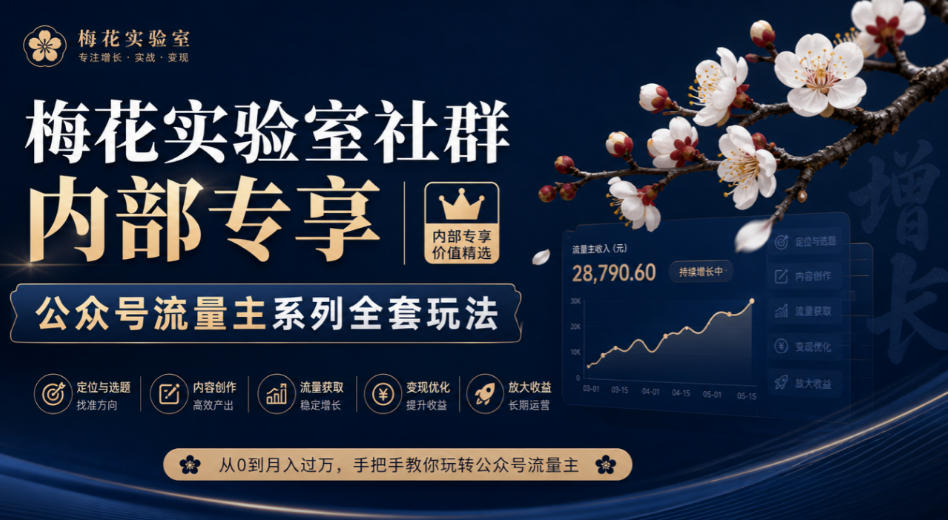 梅花实验室社群内部专享-公众号流量主系列全套玩法-驿想项目网