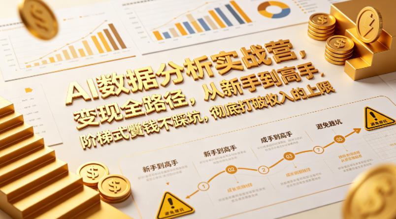 AI数据分析实战营，变现全路径，从新手到高手，阶梯式賺钱不踩坑，彻底打破收入的上限-驿想项目网