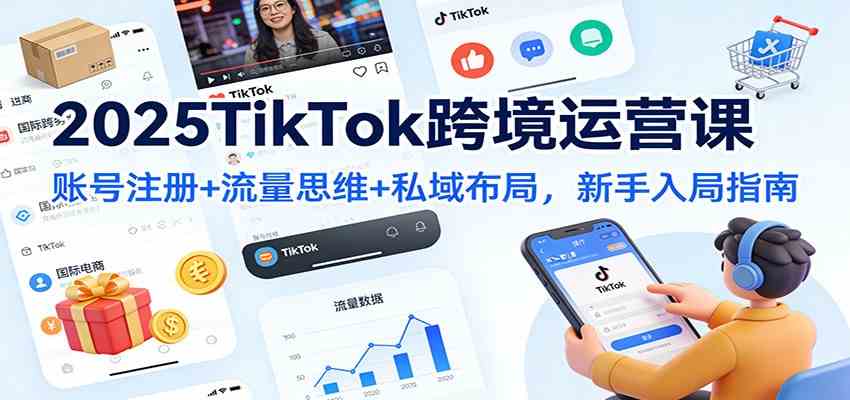 2025TikTok跨境运营课:账号注册+流量思维+私域布局,新手入局指南-驿想项目网