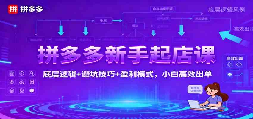 拼多多新手起店课:底层逻辑+避坑技巧+盈利模式,小白高效出单-驿想项目网