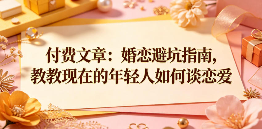 付费文章：婚恋避坑指南，教教现在的年轻人如何谈恋爱-驿想项目网