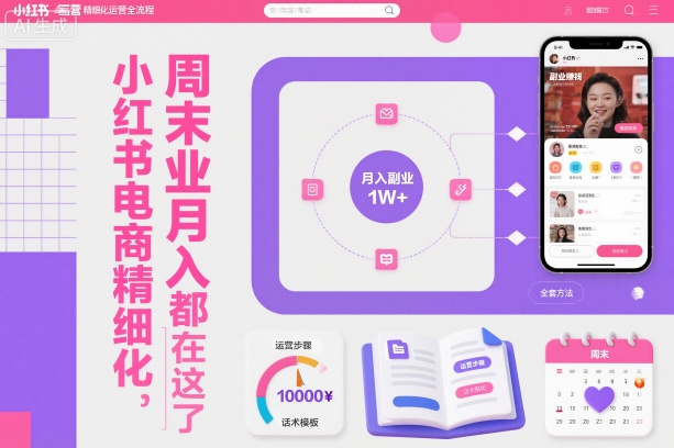 小红书电商精细化运营全流程，周末副业月入1W+，全套方法都在这了-驿想项目网