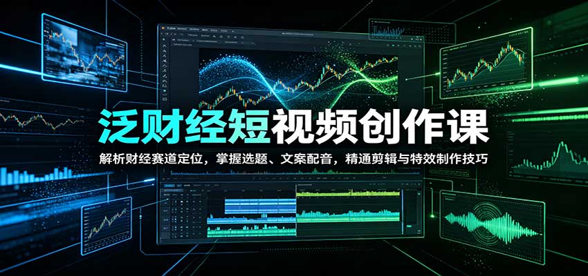 泛财经短视频创作课：解析财经赛道定位，掌握选题、文案配音，精通剪辑与特效制作技巧-驿想项目网