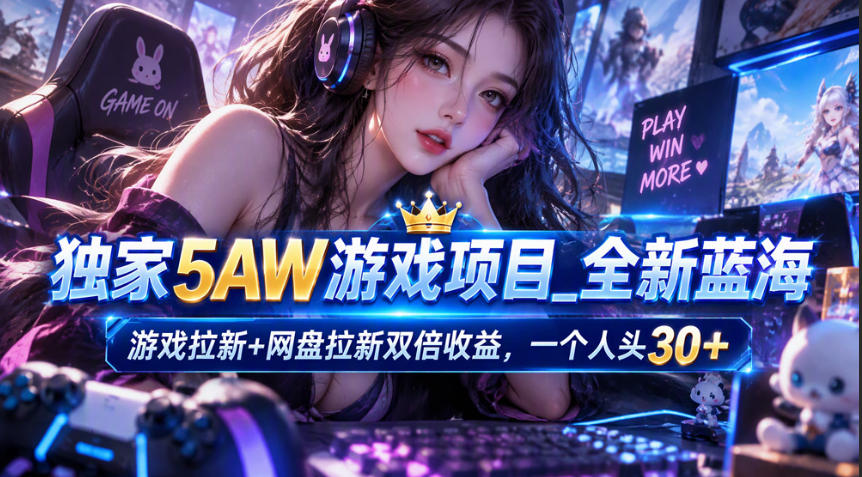 独家5AW游戏蓝海项目_游戏拉新+网盘拉新双倍收益，拉新一个30米-驿想项目网