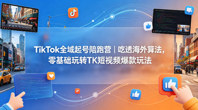 TikTok全域起号陪跑营｜吃透海外算法，零基础玩转TK短视频爆款玩法-驿想项目网