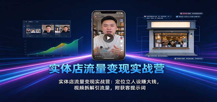 实体店流量变现实战营：定位立人设赚大钱，视频拆解引流量，附获客提示词-驿想项目网