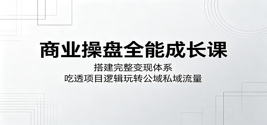 商业操盘全能成长课：搭建完整变现体系，吃透项目逻辑玩转公域私域流量-驿想项目网