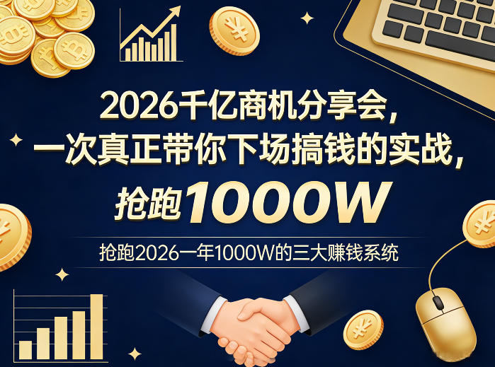 2026千亿商机分享会，一次真正带你下场搞钱的实战，抢跑2026一年1000W的三大賺钱系统-驿想项目网