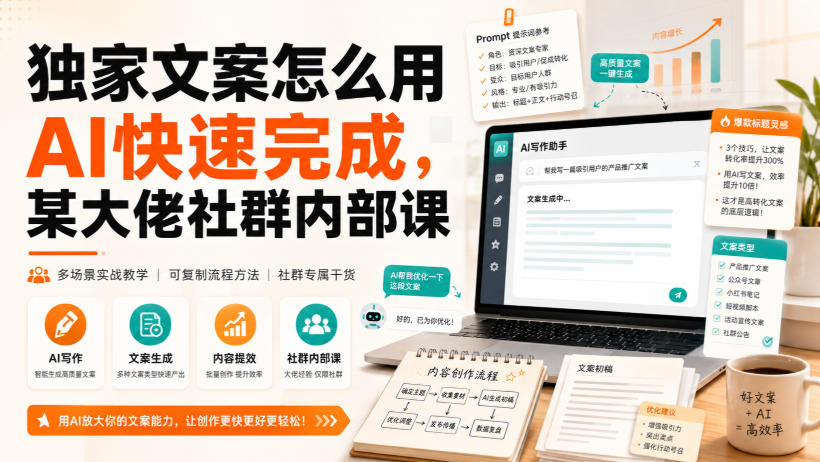 独家文案怎么用AI快速完成，某大佬社群内部课-驿想项目网