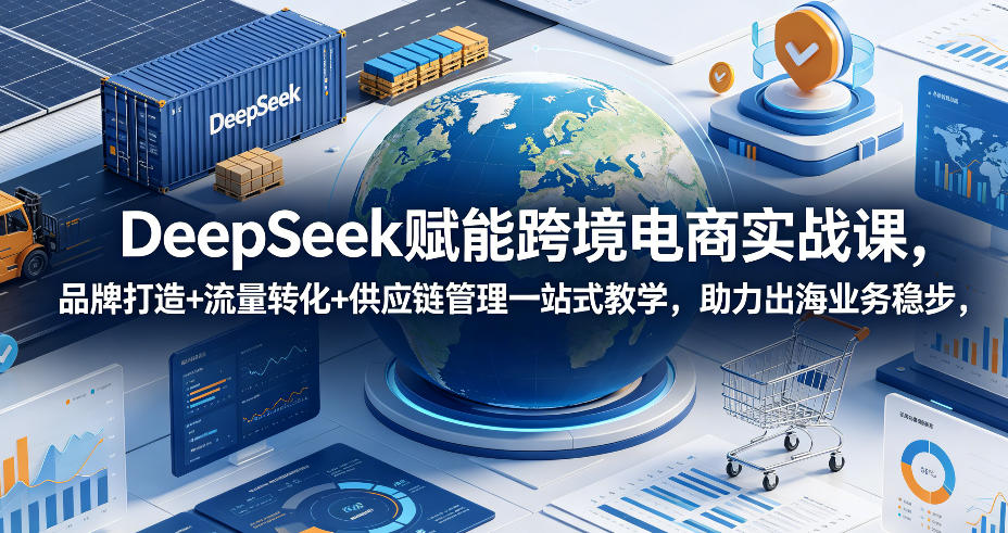 DeepSeek赋能跨境电商实战课,品牌打造+流量转化+供应链管理一站式教学,助力出海业务稳步发展 DeepSeek赋能跨境电商实战课,品牌打造+流量转化+供应链管理一站式教学,助力出海业务稳步发展