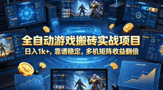 全自动游戏搬砖实战项目，日入1k+，靠谱稳定，多机矩阵收益翻倍【揭秘】-驿想项目网