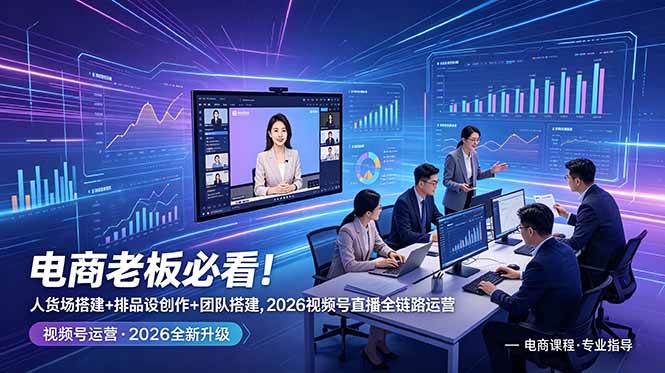 (18845期)电商老板必看!人货场搭建+排品设计+素材创作+团队搭建,2026视频号直播全链路运营-驿想项目网