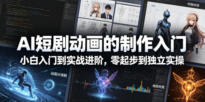 AI短剧动画的制作入门，小白入门到实战进阶，零起步到独立实操-驿想项目网
