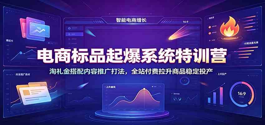 电商标品起爆系统特训营：淘礼金搭配内容推广打法，全站付费拉升商品稳定投产-驿想项目网