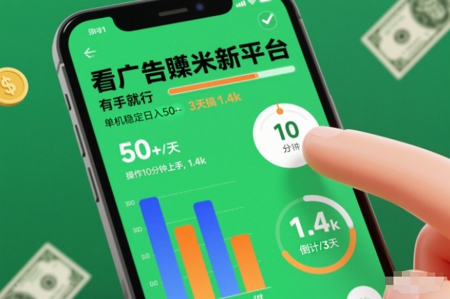 看广告賺米新平台,有手就行,单机稳定日入50+,操作10分钟上手,3天搞了1.4k【揭秘】-驿想项目网