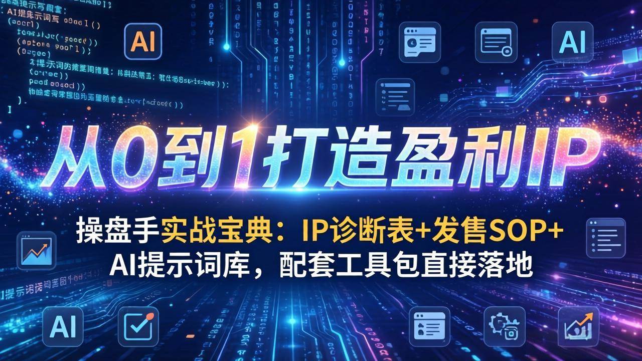 （17593期）操盘手实战宝典：IP诊断表+发售SOP+AI提示词库，配套工具包直接落地，从0到1打造盈利IP-驿想项目网