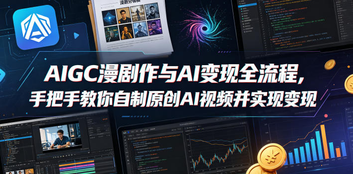 AIGC漫剧创作与AI变现全流程，手把手教你自制原创AI视频并实现变现-驿想项目网