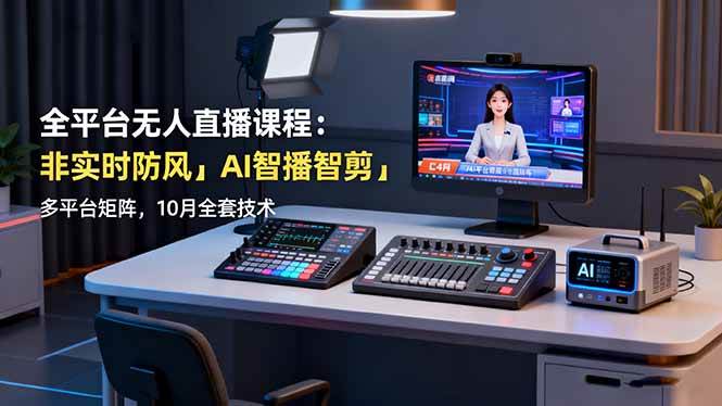 （16279期）全平台无人直播课程：非实时防风＋AI智播智剪＋多平台矩阵，10月全套技术-驿想项目网