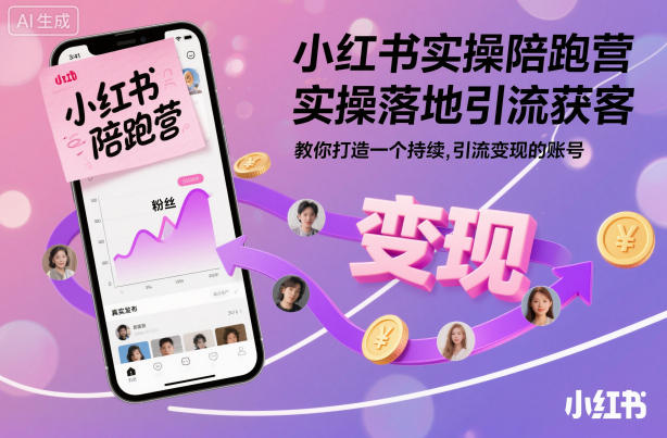 小红书实操陪跑营，实操落地引流获客，教你打造一个持续引流变现的账号-驿想项目网