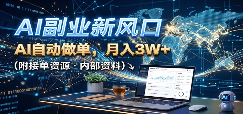 AI副业新风口，AI自动做单，月入3W+，附接单资源-驿想项目网