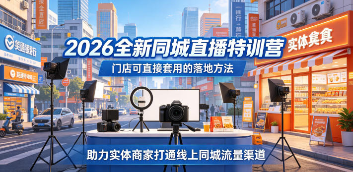 2026全新同城直播特训营，门店可直接套用的落地方法，助力实体商家打通线上同城流量渠道-驿想项目网