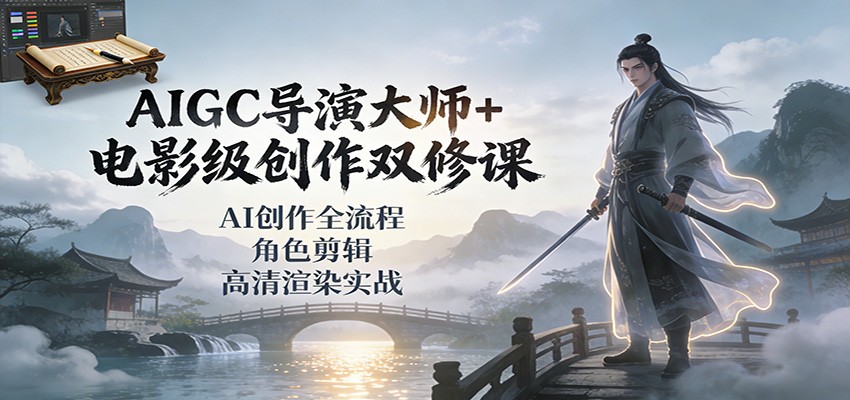 AIGC导演大师+电影级创作双修课：AI创作全流程、角色剪辑、高清渲染实战-驿想项目网