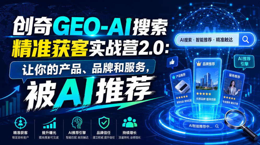 创奇GEO-AI搜索精准获客实战营2.0：让你的产品、品牌和服务，被AI推荐-驿想项目网
