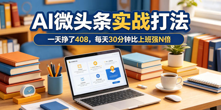 一天挣了408，AI微头条实战打法，每天30分钟比上班强N倍-驿想项目网