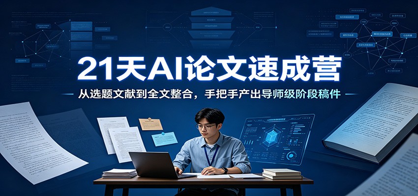 21天AI论文速成营：从选题文献到全文整合，手把手产出导师级阶段稿件-驿想项目网