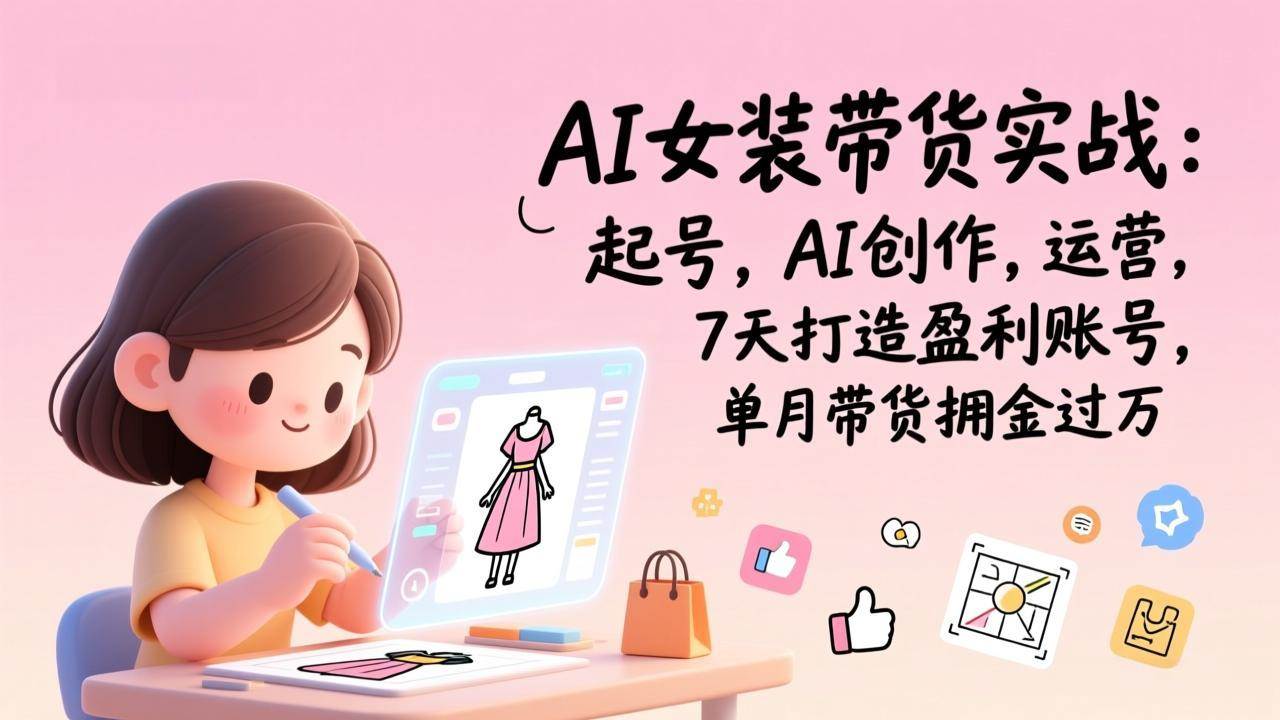 （17088期）AI女装带货实战：起号，AI创作，运营，7天打造盈利账号，单月带货佣金过万-驿想项目网
