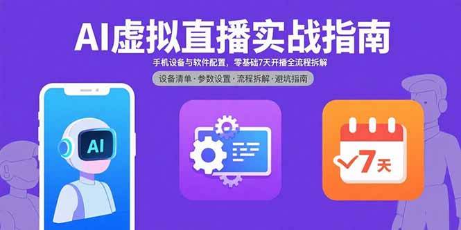 （15835期）AI虚拟直播实战指南，手机设备与软件配置，零基础7天开播全流程拆解-驿想项目网