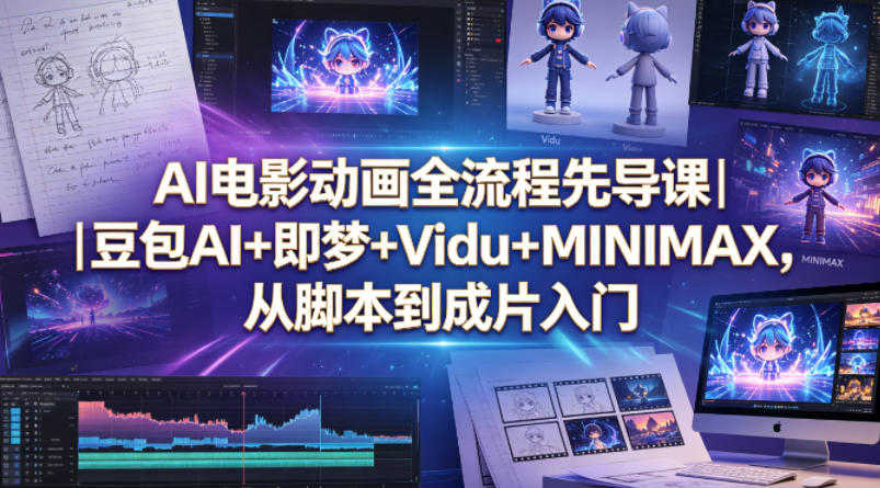 AI电影动画全流程先导课｜豆包AI+即梦+Vidu+MINIMAX，从脚本到成片入门-驿想项目网