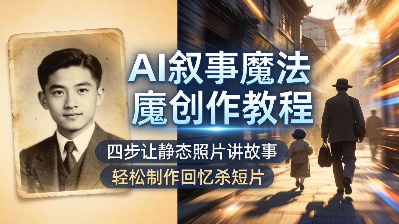 （18208期）AI叙事魔法创作教程，四步让静态照片讲故事，老照片修复加动态特效，轻松制作回忆杀短片-驿想项目网