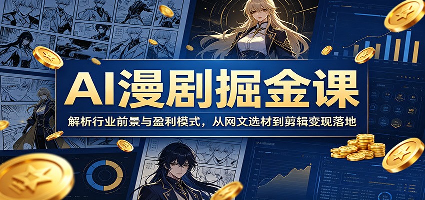 AI漫剧掘金课：解析行业前景与盈利模式，从网文选材到剪辑变现落地-驿想项目网