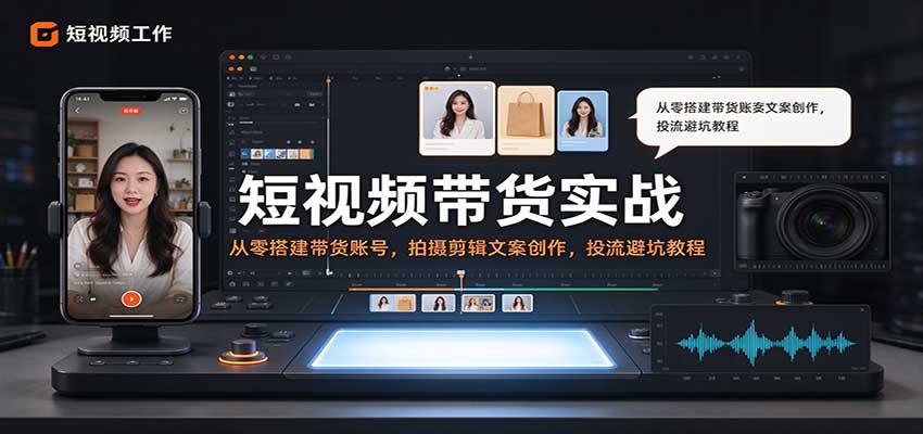 短视频带货实战：从零搭建带货账号，拍摄剪辑文案创作，投流避坑教程-驿想项目网