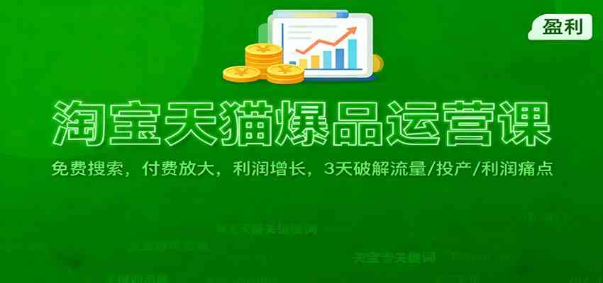 淘宝天猫爆品运营课：免费搜索，付费放大，利润增长，3 天破解流量/ 投产/利润痛点-驿想项目网