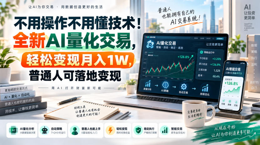 不用操作不用懂技术!全新AI量化交易,轻松变现月入1W,普通人可落地变现!【揭秘】-驿想项目网