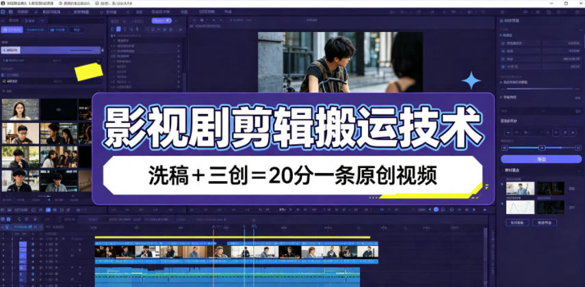 影视剧剪辑搬运技术，洗稿+三创=20分一条原创视频-驿想项目网