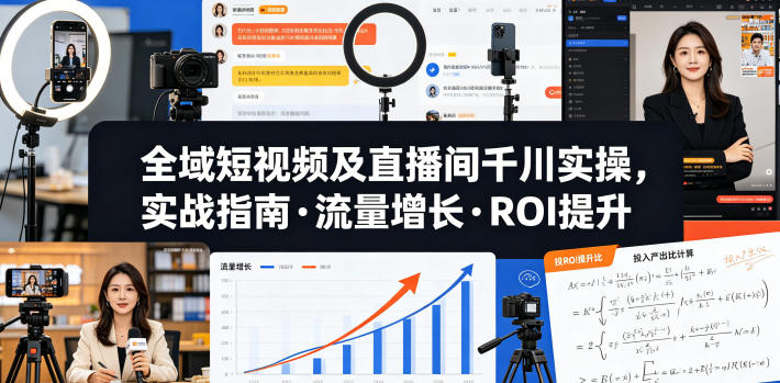 全域短视频及直播间千川实操,实战指南·流量增长·ROI提升-驿想项目网