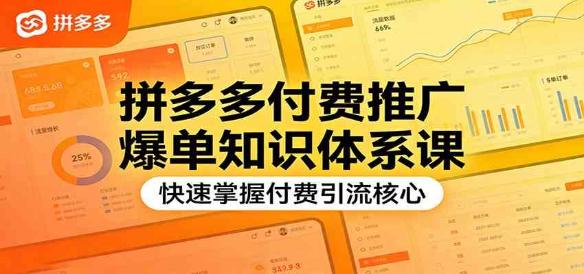 拼多多付费推广爆单知识体系课，快速掌握付费引流核心-驿想项目网