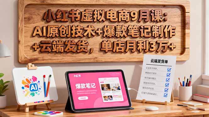 （16287期）小红书虚拟电商9月课：AI原创技术+爆款笔记制作+云端发货，单店月利3万+-驿想项目网
