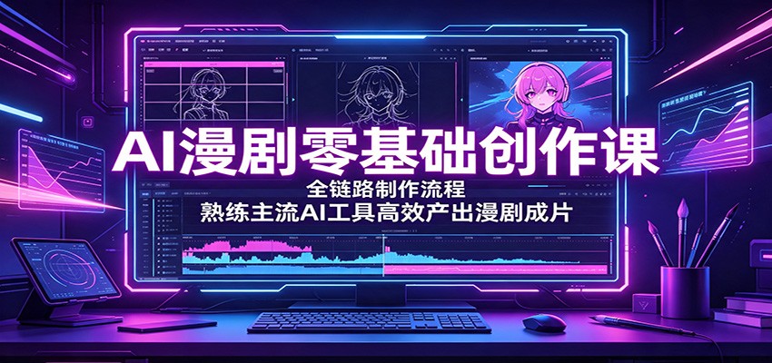 AI漫剧零基础创作课:全链路制作流程,熟练主流AI工具高效产出漫剧成片-驿想项目网