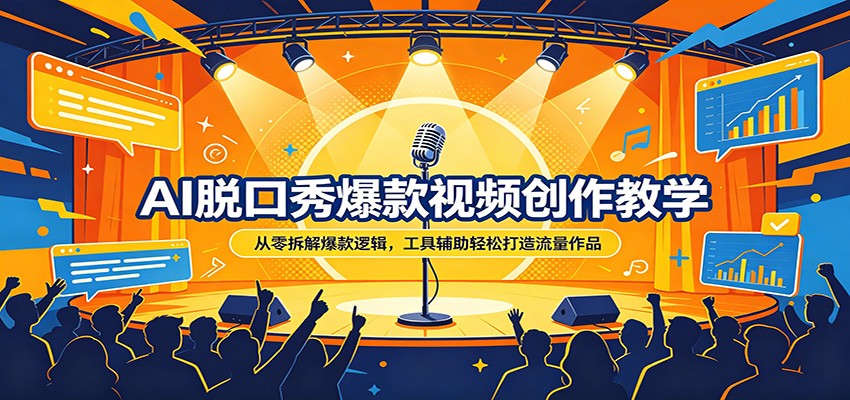 AI脱口秀爆款视频创作教学：从零拆解爆款逻辑，工具辅助轻松打造流量作品-驿想项目网