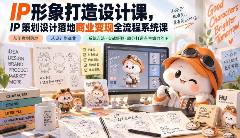 IP形象打造设计课，IP策划设计落地商业变现全流程系统课-驿想项目网